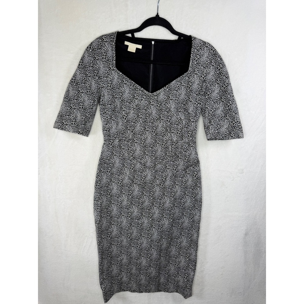 Antonio Berardi Animal Print Sheath Dress Sweetheart Neck Black White Size 44 - Picture 2 of 11